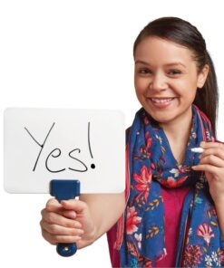 30 Quick Response Whiteboards Combo in a Tote Bag & Mini-erasers, Blue Handles | Super-Sturdy Dry-Erase, Two-Sided Answer Boards, Easy to Hold and Clean (5.9" x 7.75") 12 61rS0YQhnrL