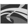 Stylish Camping Outdoor Patio / RV Camping Mat - Swirl (Black/White, 9-Feet x 12-Feet) 9x12 Black/White