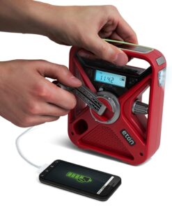 Eton - American Red Cross FRX3+ Emergency NOAA Weather Radio, Red, Digital Display, Hand Turbine, Solar Power, Red LED Flashing Beacon, 7 NOAA/Environment Canada Weather Bands, Phone Charger FRX3+ 31 61rTCVF8neL