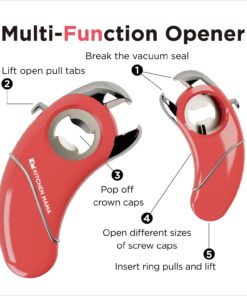 Alternative view of Kitchen Mama Epic One Multifunction Opener: A Pick Ergonomic Opener- Magnetic Bottle Opener, Beer & Soda Can Opener, Pull Tab & Jar Opener for Weak Hands and Arthritis, Christmas Gift Ideas (Red) Red