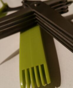 Jenaluca Herb Scissors with 5 Blades and Safety Cover - Cut, Chop & Mince Fresh Herbs & Leafy Greens - Stainless Steel Kitchen Shears with Cleaning Comb - Cool Kitchen Gadgets (Green) Green 38 61rVnulgDL