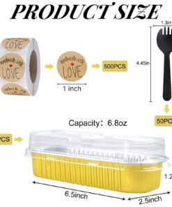 Alternative view of Mini Loaf Pans with Lids, 6.8oz Mini Cake Pans Aluminum Foil Mini Loaf Baking Pans 50Pcs Disposable Long Baking Cups Muffin Tins Brownie Bread Pan Cupcake Liners for Wedding Birthday Party (Gold) Gold