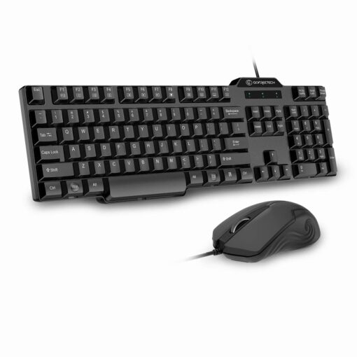 Wired Keyboard and Mouse Combo, Gofreetech Full-Size Keyboard and Mouse Combo with Optical 3 Button Mouse, USB Plug-and-Play, Compatible with Desktop, Laptop, Notebook, PC Windows