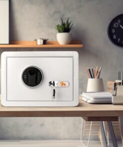 TIGERKING Biometric Fingerprint Home Safe, 1.2 Cubic Feet Digital Security Safe Lock Box, Quick-Access Small Safes for Cash, Jewelry, Handgun, Document, White FED-WHITE 15 61rXaY7N3tL