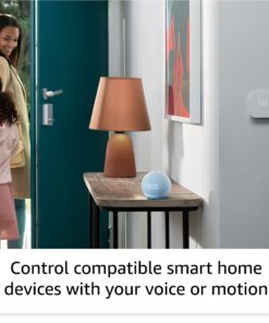 Amazon Echo Dot (5th Gen) with clock | Compact smart speaker with Alexa and enhanced LED display for at-a-glance clock, timers, weather, and more | Cloud Blue Device only 25 61rXfe4NCL