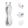KINXIYU Phone Cord 25FT, Landline Telephone Cable with RJ11 Plug, Includes Telephone Inline Coupler RJ11 Splitter and 10pcs Cable Clips(White) White