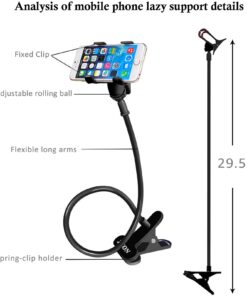 ZTON Cell Phone Holder, Universal Mobile Phone Stand, Lazy Bracket, Flexible Long Arms Clip Mount for iPhone, LG etc. in Office Bedroom Desktop (Black) 25 61rY5g0MMiL