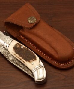 Alternative view of FM Custom Made Damascus Steel Folding Knife (Lock Back) Pt (2575-2612)