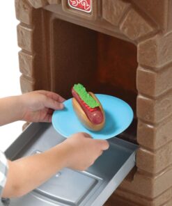 Step2 Fixin' Fun Outdoor Grill | Plastic Toy Grill & Play Food | Pretend Play Grilling Set, Brown (85317) 10 61rYMpDOpjL 2