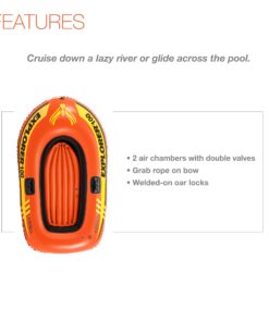 INTEX Explorer Inflatable Boat Series: Dual Air Chambers – Welded Oar Locks – Grab Handles – Bow Rope – Sporty Design Explorer 100 20 61rYlO2iqCL