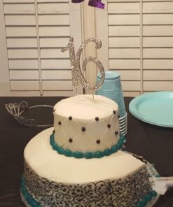 Ella Celebration 16 Cake Topper 16th Birthday Sweet 16 Party Supplies Decoration Ideas Silver Rhinestone Number (Silver) 32 61raZiCEE7L