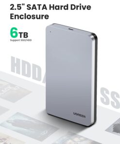 UGREEN USB C Hard Drive Enclosure for 2.5" SATA SSD HDD Aluminum USB C to SATA Adapter USB 3.1 Gen 2 Support UASP SATA III Compatible with MacBook Pro Air WD Seagate Toshiba Samsung Hitachi 28 61rawwt2UtL