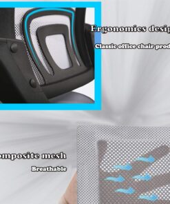 Ergonomic Office Chair Mesh Cheap Desk Chair Task Computer Chair Lumbar Support Modern Executive Adjustable Rolling Swivel Chair for Back Pain, White 24 61rbvYk5psL