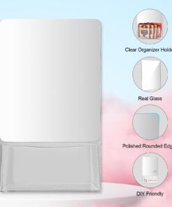 Torolle Magnetic Locker Mirror with Holder, 6.69" x 5.51" Small Real Glass Mirror with Organizer Bag for School Locker Refrigerator Bathroom Office Cabinet -Grey Grey 17 61rdKZ2mgL