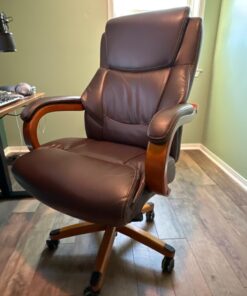 La-Z-Boy Delano Big & Tall Executive Office Chair, High Back Ergonomic Lumbar Support, Bonded Leather, Brown 54 61reKmJSBjL 1