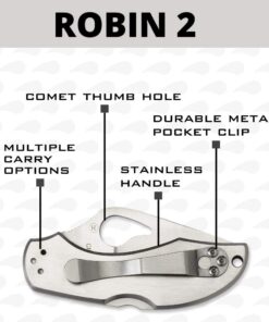 Spyderco Byrd Robin 2 Knife with 2.40" Steel Blade and Durable Stainless Steel Handle - PlainEdge - BY10P2 17 61retXE47FL