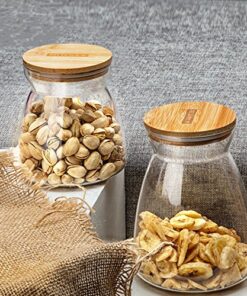 Newerlives Air Tight Storage Jar, Glass Storage Tank with a Natural Bamboo Lid,BPA-Free Eco-Friendly Container Natural Bamboo Lid and Silicone Seal Ring Kitchen Storage Jar(Bamboo, 700ML) 17 61rfGqdH2RL