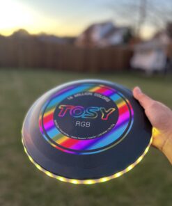 TOSY Flying Disc - 16 Million Color RGB or 36 or 360 LEDs, Extremely Bright, Smart Modes, Auto Light Up, Rechargeable, Cool Fun Christmas, Birthday & Camping Gift for Men/Boys/Teens/Kids, 175g frisbee RGB Disc (Multi-color) 13 61rfyn8iUzL