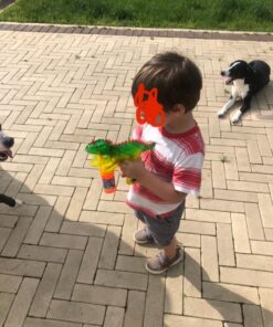 Dinosaur Bubble Gun Light Up Bubbles Shooter, Battery Operated Bubble Maker Toy for Toddlers & Kids, Sound-Free (Extra Refill Bottle and Batteries Included) Green Dinosaur 31 61rgYE7eOJL