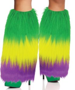 MARDI GRAS FURRY LEG COVERS Standard Size Purple / Yellow / Green 17 61rhXjEfL3L