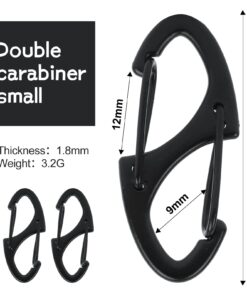 Alternative view of S Shaped Double Carabiner Keychain 1.6 Inch Dual Gate Binder Carabiner Ideal for Camping Traveling(Black, Silver,Dark Grey) Black 40.0