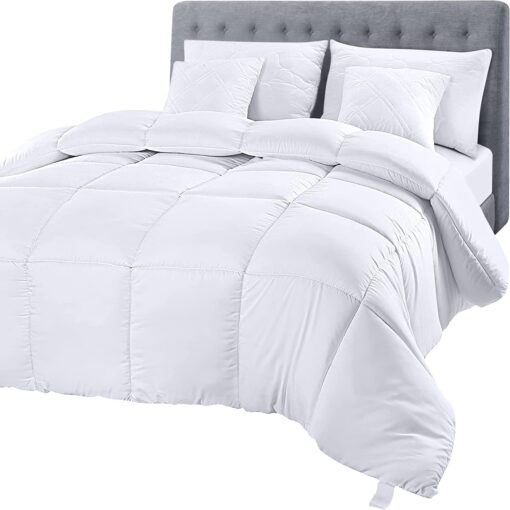 Utopia Bedding Comforter Duvet Insert - Quilted Comforter with Corner Tabs - Box Stitched Down Alternative Comforter (Queen, White) Queen