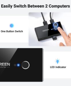 UGREEN USB 3.0 Switch Selector 2 Computers Share 4 USB 3.0 Ports KVM Switcher USB for PC Laptop Keyboard Mouse Printer Scanner One Button Switch Adapter with 2 Pack USB 3.0 Cables 33 61rjrXCWKnL
