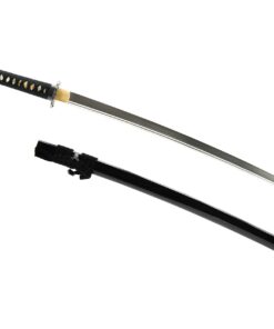 Alternative view of Handmade Sword - Fully Functional Samurai Katana Sword, Sharp 1095 Carbon Steel Blade, Hand Forged Clay Tempered, Full Tang, Black Scabbard, Certificate Musashi