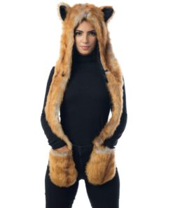 Alternative view of Fox Animal Hood Mittens Gloves Scarf Paws Prints and Ears, Furry Hoodie