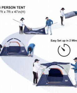 Alternative view of CAMPROS CP 3 Person Tent - Dome Tents for Camping, Waterproof Windproof Backpacking Tent, Easy Set up Small Lightweight Tents, for All Seasons Hiking Beach Outdoor with 3 Mesh Windows Blue