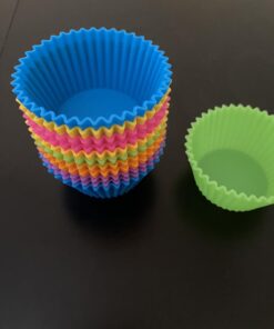 Amazon Basics Reusable Silicone Round Baking Cups, Muffin Liners, Pack of 12, Multicolor 34 61rr0WPkRQL