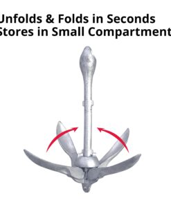SeaSense Folding Grappling Anchor - Ideal for Fishing Vessels, Dinghies, Kayaks, Canoes & More, Great for Strong Currents & Sandy, Muddy or Weedy Bottoms - Galvanized Iron, 5 lbs, For Boats 5’ - 14’ 12 61rrj2q6ffL