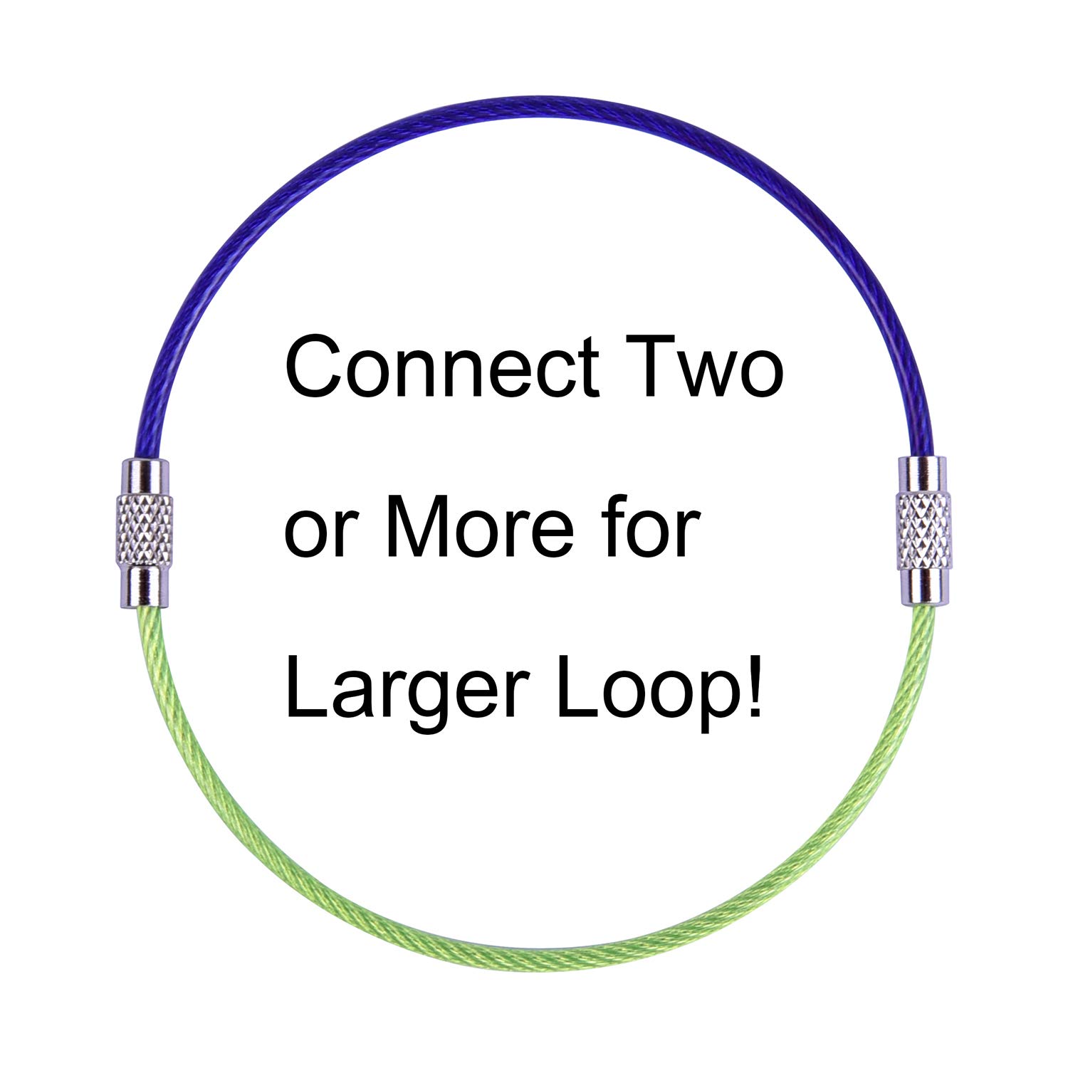 Keychain, Wisdompro 20 Pack of 4.3 Inches Stainless Steel Wire Ring 2mm Cable Loop Rings for Hanging Luggage Tag, Keyrings and ID Tag Keepers (Pack of 20-4.3 inch) 6-color 4.3" 20Pack 6 Keychain, Wisdompro 20 Pack of 4.3 Inches Stainless Steel Wire Ring 2mm Cable Loop Rings for Hanging Luggage Tag, Keyrings and ID Tag Keepers (Pack of 20-4.3 inch) 6-color 4.3" 20Pack - Image 6