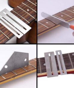 URlighting Guitar Luthier Tool Set (7 Pcs), Clean and Polish Tool - 1 Pcs Guitar Fret Crowning File, 1 Pcs Fret Rocker Leveling Tool, 2 Pcs Fingerboard Guards, 2 Sheets Sanding Paper, with Carry Bag 12 61rvAdM UAL