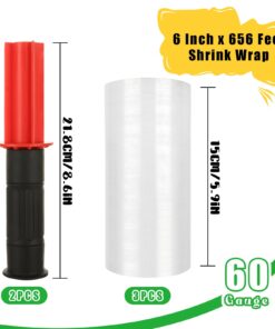 Alternative view of 6 Pack Stretch Wrap Film with 2pcs Handle, 60 Gauge Thick Industrial Strength Hand Stretch Wrap, 6" x 656 Ft Plastic Pallet Shrink Film Heavy Duty Self-Adhering Plastic Wrap for Packing, Moving