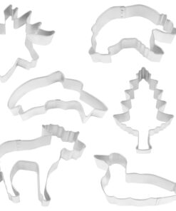 Alternative view of R&M International Northwoods Nature Cookie Cutters, Deer, Salmon, Loon, Bear, Tree, Moose, 6-Piece Set, Silver