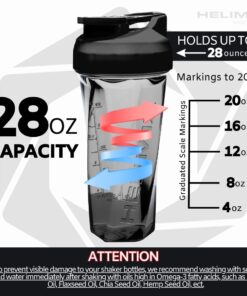 HELIMIX 2.0 Vortex Blender Shaker Bottle Holds Upto 28oz | No Blending Ball or Whisk | USA Made | Portable Pre Workout Whey Protein Drink Shaker Cup | Mixes Cocktails Smoothies Shakes | Top Rack Safe 28 oz Black 20 61rzj24FJxL