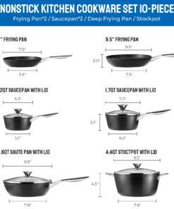 Alternative view of Induction Cookware Nonstick, BEZIA Pots and Pans Set for Induction Cooktop, Compatible with All Stoves, Dishwasher Safe Kitchen Cooking Pan Set with Frying Pans, Saucepans & Stockpot, 10-Piece F9102-B