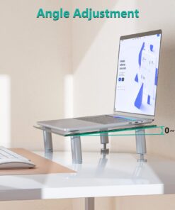 WALI Glass Monitor Stand Riser for Desk,Height Adjustable Computer Monitor Riser, Clear Monitor Stand for Laptop TV Computer Screen, Desk Organization, Office Supplies (GTT001), 16 X 10 inch, Clear 23 61s0uRXw3OL
