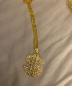 Tatuo 2 Pieces Plated Chain for Men with Dollar Sign Pendant Necklace, Hip Hop Dollar Necklace Blonde Trendy Style 26 61s1ycHyTL