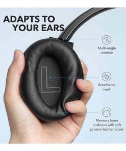 Soundcore Anker Life Q20 Hybrid Active Noise Cancelling Headphones, Wireless Over Ear Bluetooth Headphones, 40H Playtime, Hi-Res Audio, Deep Bass, Memory Foam Ear Cups, for Travel, Home Office Black 33 61s41QLT03L