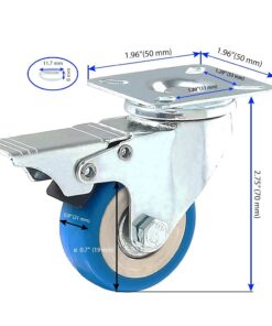 Alternative view of 12 Pack with Brake Caster Wheels Swivel Plate Casters On Blue Polyurethane Wheels PU 12 Pack With Brake