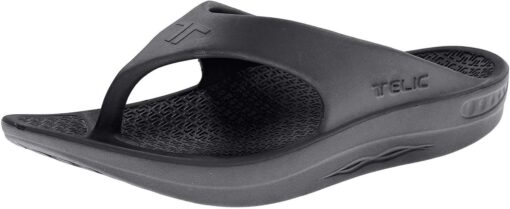 TELIC Women's Energy Flip Flop-Pillow-Soft, Supportive, Lightweight, Waterproof-Perfect for Beach & Pool 10 Women/9 Men Midnight Black