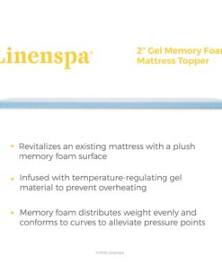Alternative view of Linenspa 2 Inch Gel Infused Memory Foam Mattress Topper – Cooling Mattress Pad – Ventilated and Breathable – CertiPUR Certified - Twin XL Topper Only