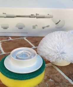 Electric Spin Scrubber, Cordless Power Brush Floor Scrubber with Adjustable Extension Arm and 4 Replaceable Bathroom Cleaning Brush Heads, Ideal for Tub, Tile, and Floor Cleaning White 39 61s8kOi8ygL