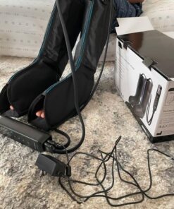 FIT KING Leg Massager with Heat - Upgraded Leg Compression Massager for Circulation and Pain Relief, FSA HSA Approved Foot and Leg Massager Compression Boot for Edema, Relax Recover - Gift for Dad Mom Classis Black With Blue 1 Pair (2PCS) 46 61sDLs3EaAL