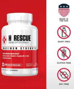 Re+Gen Nutrition H Rescue Immune Support Supplement for Adults, Capsules with Zinc, Vitamin C, L lysine Amino Acid & Oregano Oil for Immunity Health in Men & Women, 120 Capsules 11 61sEq817dL