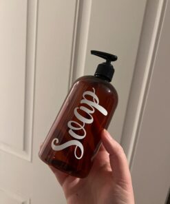 Baire Bottles 16 oz Empty Refillable Plastic Pump Bottles Dispenser 6 Pk PET BPA Free Refillable Containers Shampoo Lotion Oil Soap Waterproof Labels USA (Amber/Brown with Black Pump, Damask Labels) Amber/Brown With Black Pump, Damask Labels 21 61sIsNaILL