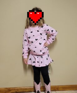 Alternative view of DDSOL Little Girls Clothing Set Outfit Heart Print Sweatshirt Top + Long Pantskirts 2pcs Baby Pant Set for Toddlers and Kids 6-7 Years 1-pink