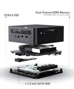 MINISFORUM Venus Series UM773 Lite Mini PC AMD Ryzen 7 7735HS up to 4.75GHz 32GB DDR5 512GB PCIe4.0 SSD AMD Radeon 680M Mini Computer, 2 x HDMI,1x USB4,5X USB Ports,WiFi 6,BT5. 2 UM773 Lite-32GB/512GB 15 61sKDD8E OL